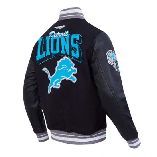 Detroit Lions Team Badge Classic Rib Varsity Jacket