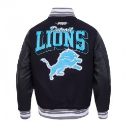 Detroit Lions Team Badge Classic Rib Varsity Jacket Detroit Lions Team Badge Classic Rib Varsity Jacket