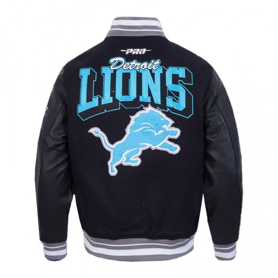 Detroit Lions Team Badge Classic Rib Varsity Jacket Detroit Lions Team Badge Classic Rib Varsity Jacket
