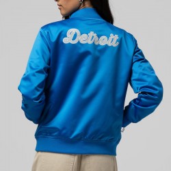 Detroit Lions Throwback Graphics Blue Satin Jacket Unisex Detroit Lions Throwback Graphics Blue Satin Jacket Unisex