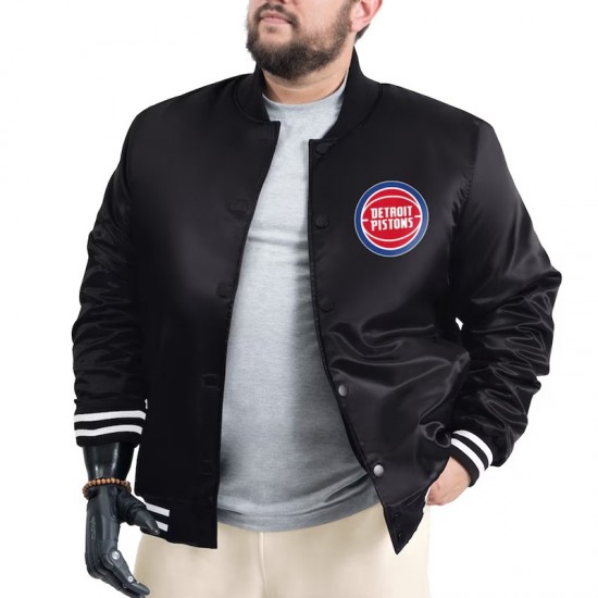 Detroit Pistons Adaptive Bold Logo Varsity Satin Jacket Detroit Pistons Adaptive Bold Logo Varsity Satin Jacket