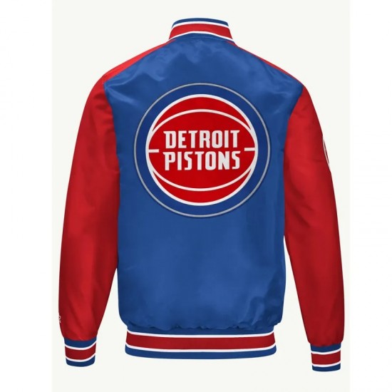 Detroit Pistons Blue and Red Varsity Satin Jacket Detroit Pistons Blue and Red Varsity Satin Jacket