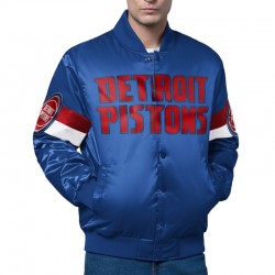Detroit Pistons Triple Option Full-Snap Varsity Satin Jacket