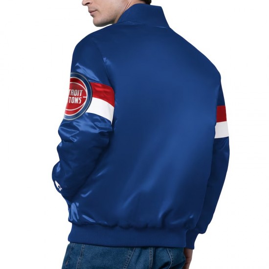 Detroit Pistons Triple Option Full-Snap Varsity Satin Jacket Detroit Pistons Triple Option Full-Snap Varsity Satin Jacket