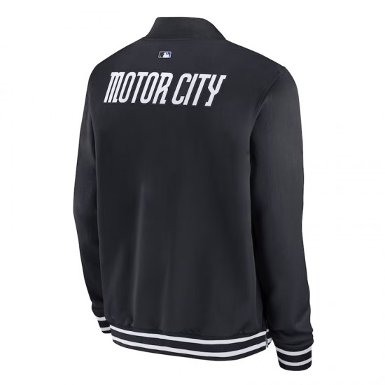 Detroit Tigers Motor City Black Bomber Full-Zip Jacket Detroit Tigers Motor City Black Bomber Full-Zip Jacket