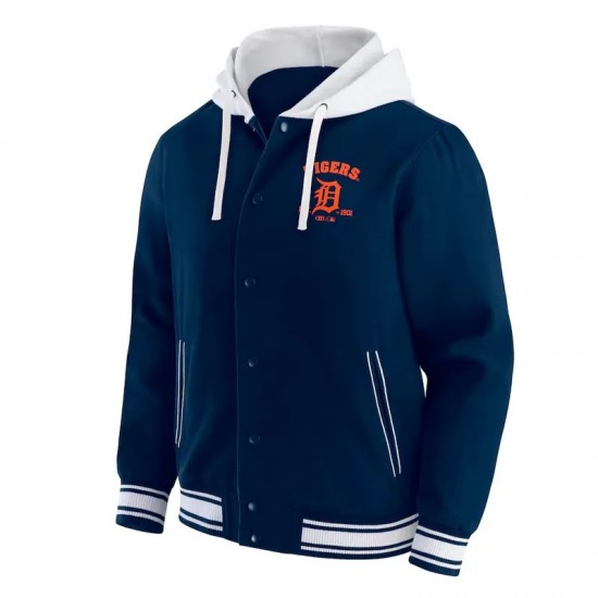 Detroit Tigers Navy Cotton Hooded Jacket Detroit Tigers Navy Cotton Hooded Jacket