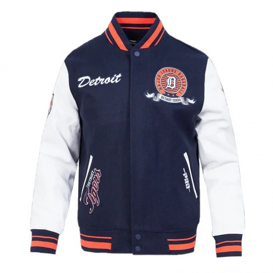 Detroit Tigers Team Badge Classic Rib Varsity Jacket Detroit Tigers Team Badge Classic Rib Varsity Jacket