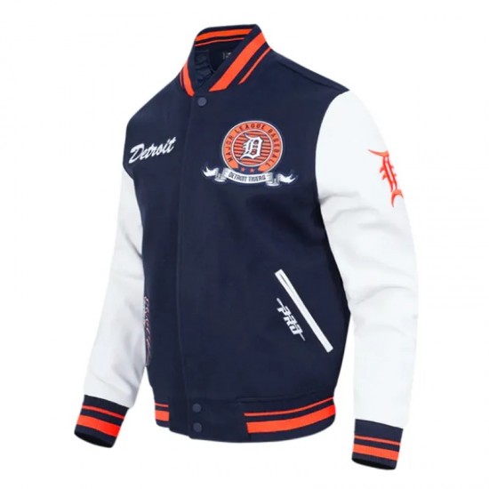 Detroit Tigers Team Badge Classic Rib Varsity Jacket Detroit Tigers Team Badge Classic Rib Varsity Jacket