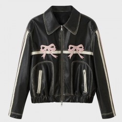 Diddi Moda Bow Real Leather Jacket