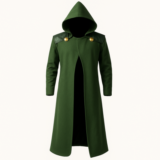 Doctor Doom Green Wool Coat - Ultimate Cosplay Edition for Men Doctor Doom Green Wool Coat - Ultimate Cosplay Edition for Men