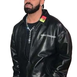 Drake Amici Violente Black Leather Jacket Drake Amici Violente Black Leather Jacket