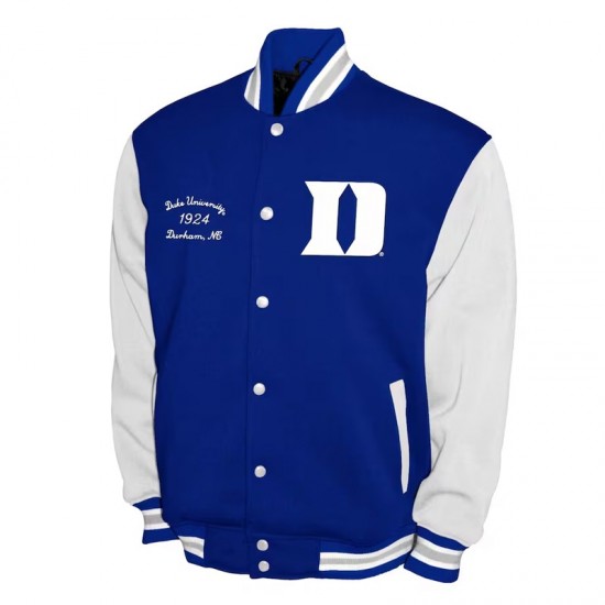 Duke Blue Devils Fleece Royal and White Varsity Jacket Duke Blue Devils Fleece Royal and White Varsity Jacket