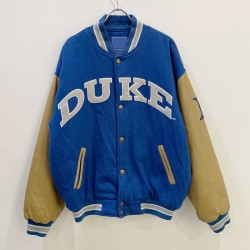 Duke University Blue and Tan Brown Varsity Jacket
