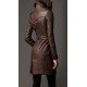 Women Brown Sheepskin Leather Long Coat