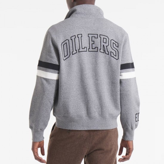 Edmonton Oilers Heather Gray Striped Fleece Jacket Edmonton Oilers Heather Gray Striped Fleece Jacket