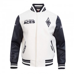 Eggshell/Black Retro Las Vegas Aces Classics Rib Varsity Jacket Eggshell/Black Retro Las Vegas Aces Classics Rib Varsity Jacket