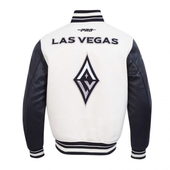 Eggshell/Black Retro Las Vegas Aces Classics Rib Varsity Jacket