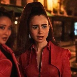 Emily in Paris Season 4 Lily Collins Red Leather Jacket Emily in Paris Season 4 Lily Collins Red Leather Jacket