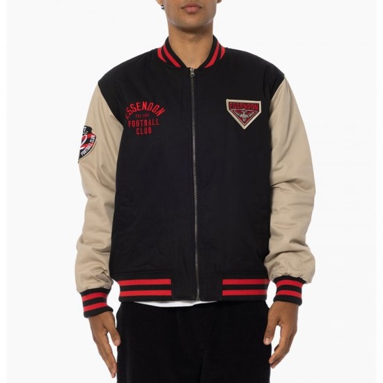 Essendon Lock Up Bombers  Varsity Cotton Jacket Essendon Lock Up Bombers  Varsity Cotton Jacket