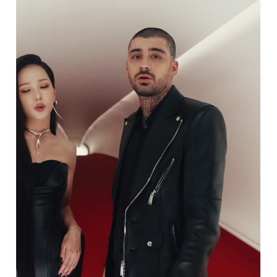 JISOO x ZAYN Eyes Closed Zayn Malik Black Leather Jacket