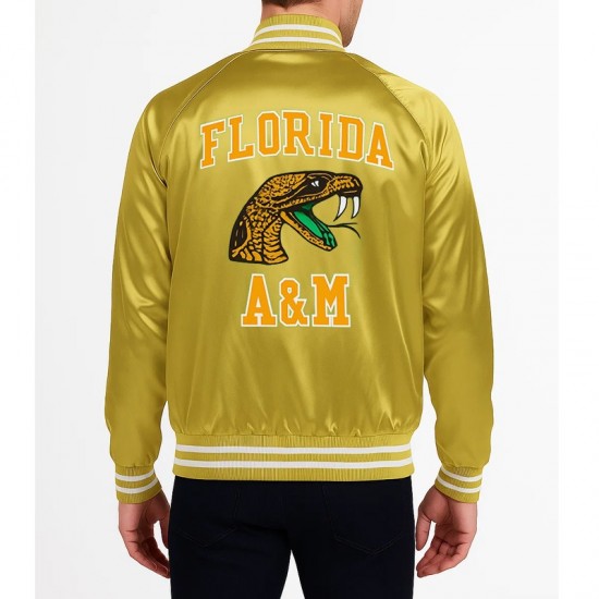 FAMU Full-Snap Satin Bomber Jacket