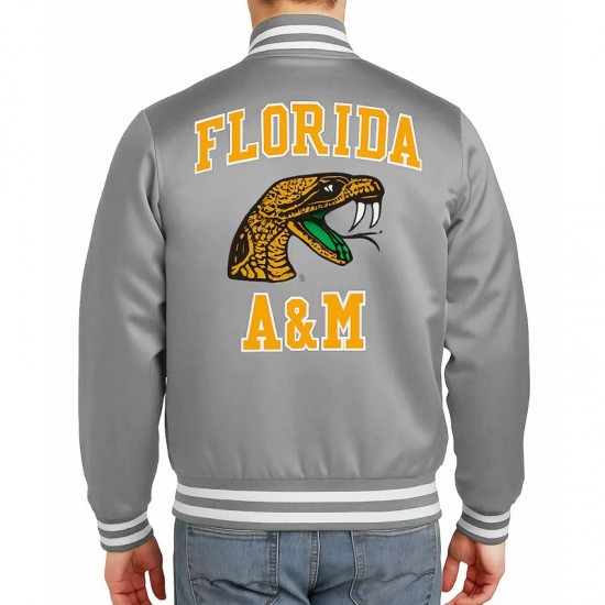 FAMU Full-Snap Satin Bomber Jacket