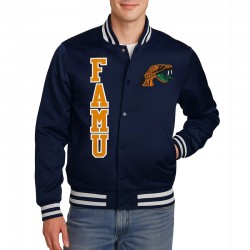FAMU Full-Snap Satin Bomber Jacket FAMU Full-Snap Satin Bomber Jacket