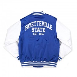 Fayetteville State Royal and White Baseball Jacket Fayetteville State Royal and White Baseball Jacket