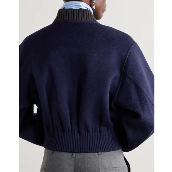 FBI Season 7 Dani Rhodes Blue Wool Bomber Jacket FBI Season 7 Dani Rhodes Blue Wool Bomber Jacket