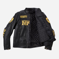 Ferrari Black Leather Motorcycle Biker Jacket Ferrari Black Leather Motorcycle Biker Jacket