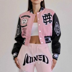 First Row Mixed Emotions Cropped Varsity Jacket