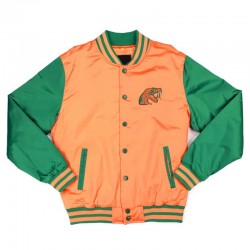 Florida A&M Orange and Green Baseball Jacket Florida A&M Orange and Green Baseball Jacket