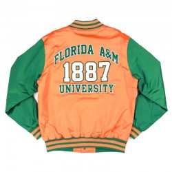 Florida A&M Orange and Green Baseball Jacket Florida A&M Orange and Green Baseball Jacket