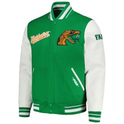 Florida A&M Rattlers Script Green and White Varsity Jacket Florida A&M Rattlers Script Green and White Varsity Jacket