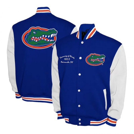 Florida Gators Fleece Royal and White Varsity Jacket