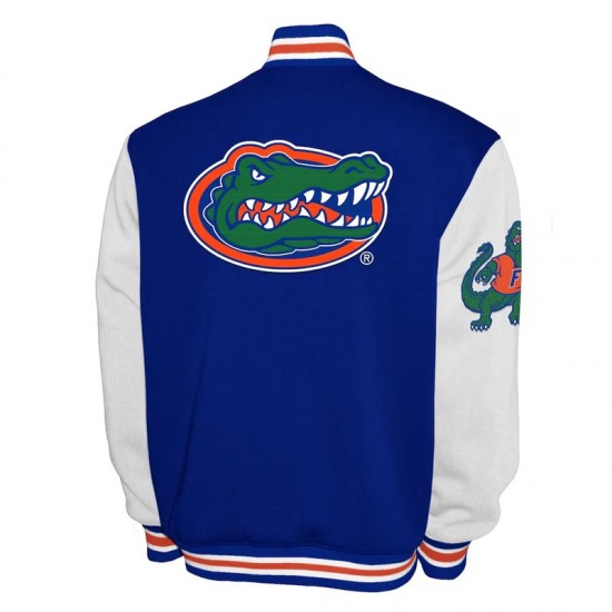 Florida Gators Fleece Royal and White Varsity Jacket Florida Gators Fleece Royal and White Varsity Jacket