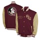 Florida State Seminoles Fleece Garnet and Beige Varsity Jacket