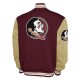 Florida State Seminoles Fleece Garnet and Beige Varsity Jacket Florida State Seminoles Fleece Garnet and Beige Varsity Jacket