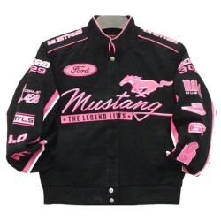Ford Mustang Racing Black And Pink Jacket Ford Mustang Racing Black And Pink Jacket