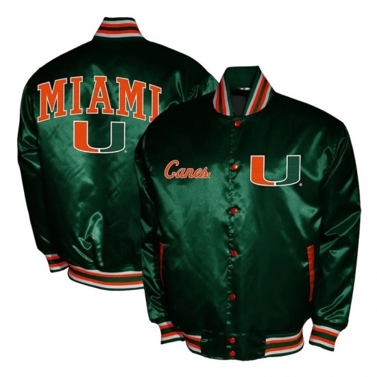 Franchise Club Miami Hurricanes Green Satin Jacket