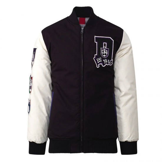 Fremantle Dockers Collegiate Black and White Varsity Jacket Fremantle Dockers Collegiate Black and White Varsity Jacket