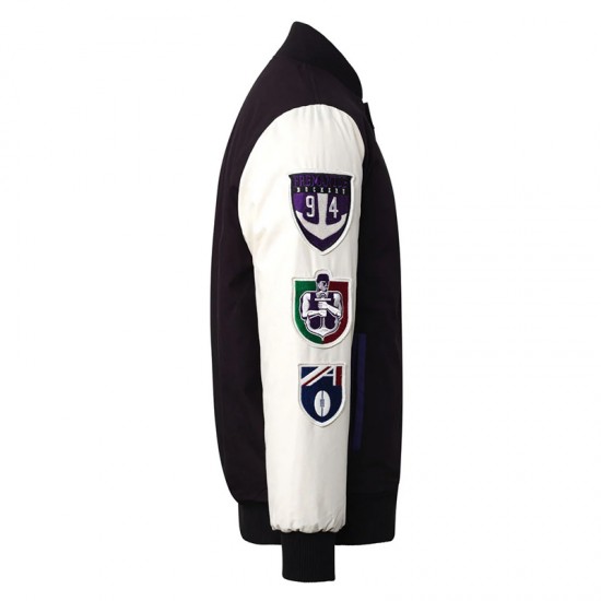 Fremantle Dockers Collegiate Black and White Varsity Jacket Fremantle Dockers Collegiate Black and White Varsity Jacket