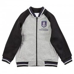 Fremantle Dockers Gray and Black Varsity Full-Zip Fleece Jacket
