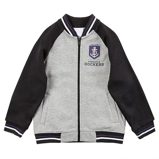Fremantle Dockers Gray and Black Varsity Full-Zip Fleece Jacket
