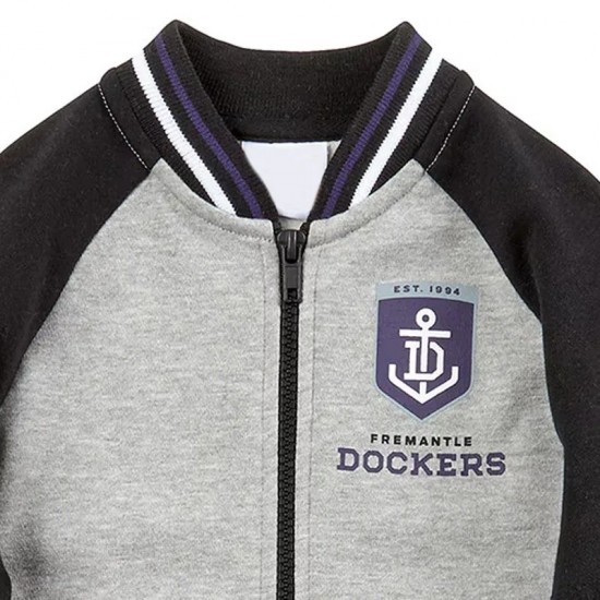 Fremantle Dockers Gray and Black Varsity Full-Zip Fleece Jacket