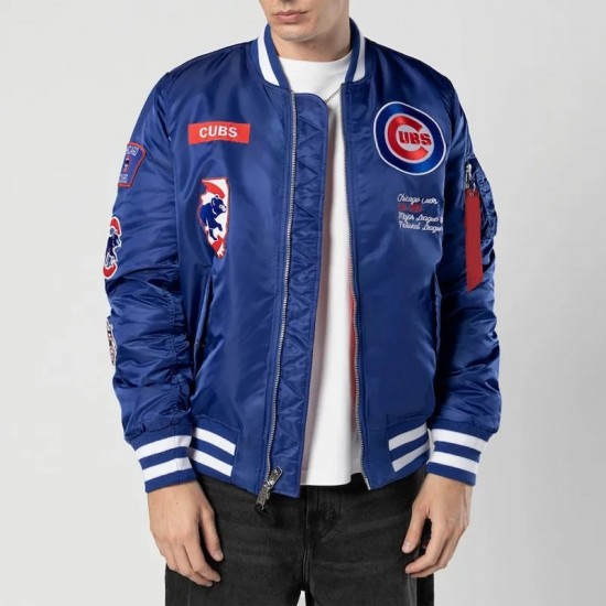 Full-Zip Chicago Cubs Royal Bomber Jacket Full-Zip Chicago Cubs Royal Bomber Jacket