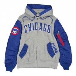  Full-Zip Heather Chicago Cubs Gray/Roya Hoodie Jacket (Free Shipping)