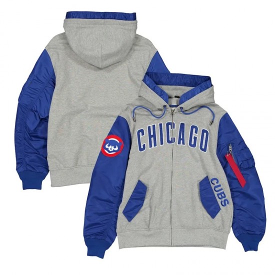Full-Zip Heather Chicago Cubs Gray/Roya Hoodie Jacket Full-Zip Heather Chicago Cubs Gray/Roya Hoodie Jacket