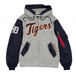 Full-Zip Heather Detroit Tigers Gray/Navy Hoodie Jacket | Free Ship