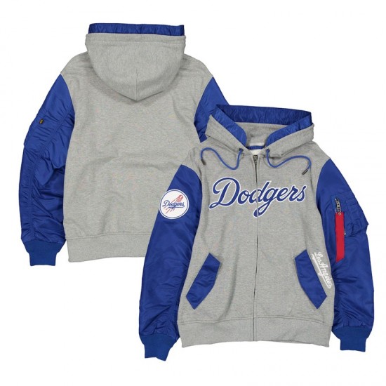 Full-Zip Heather LA Dodgers Gray/Royal Hoodie Jacket Full-Zip Heather LA Dodgers Gray/Royal Hoodie Jacket